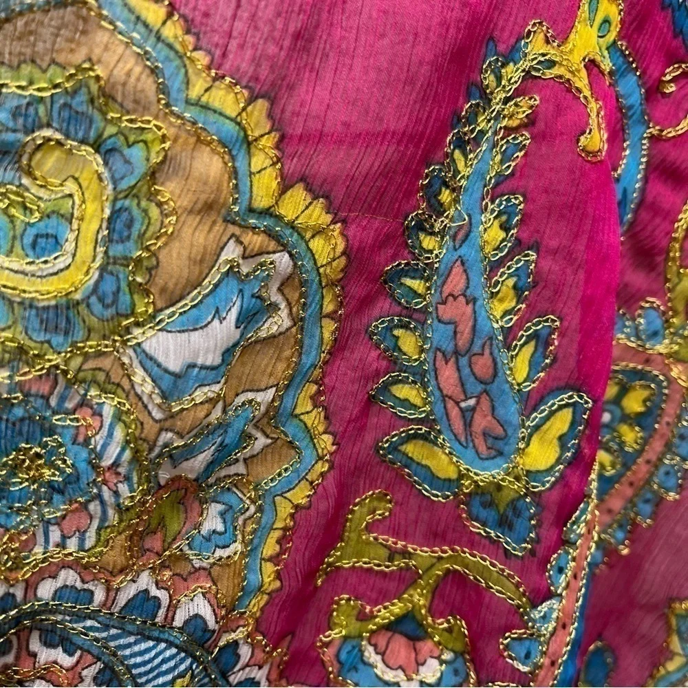 Pink And Gold Paisley Scarf